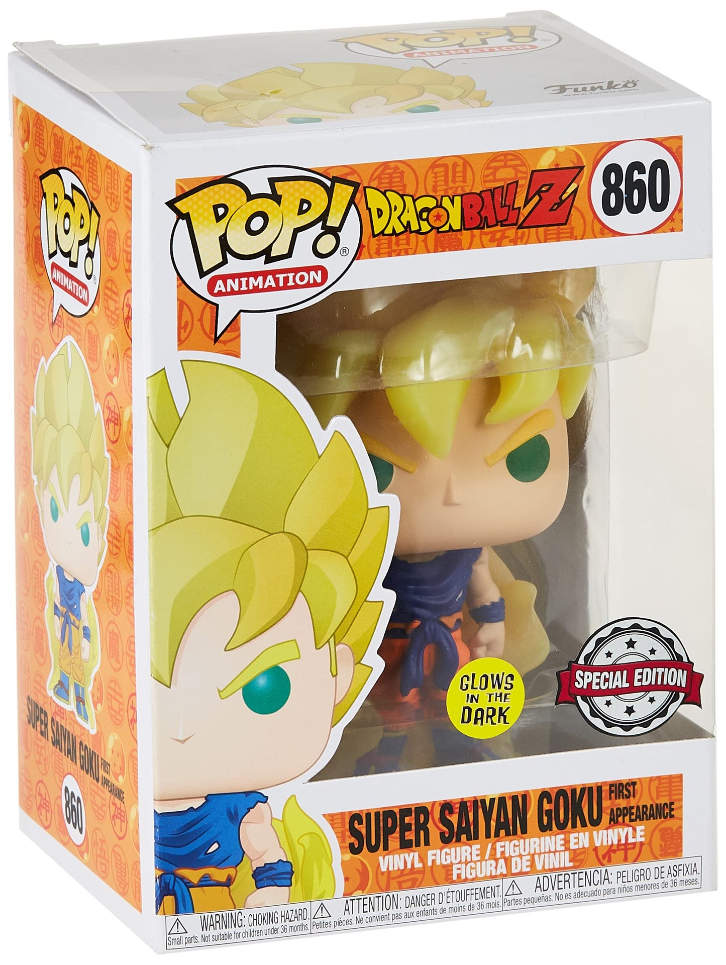 Funko, Dragon Ball Z Glow-in-The-Dark Super Saiyan Goku Pop!