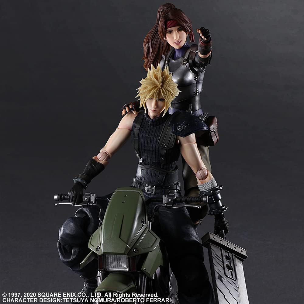 Final Fantasy VII Remake: Cloud Strife, Jessie and Motorcycle Play Arts Kai Action Figure Set