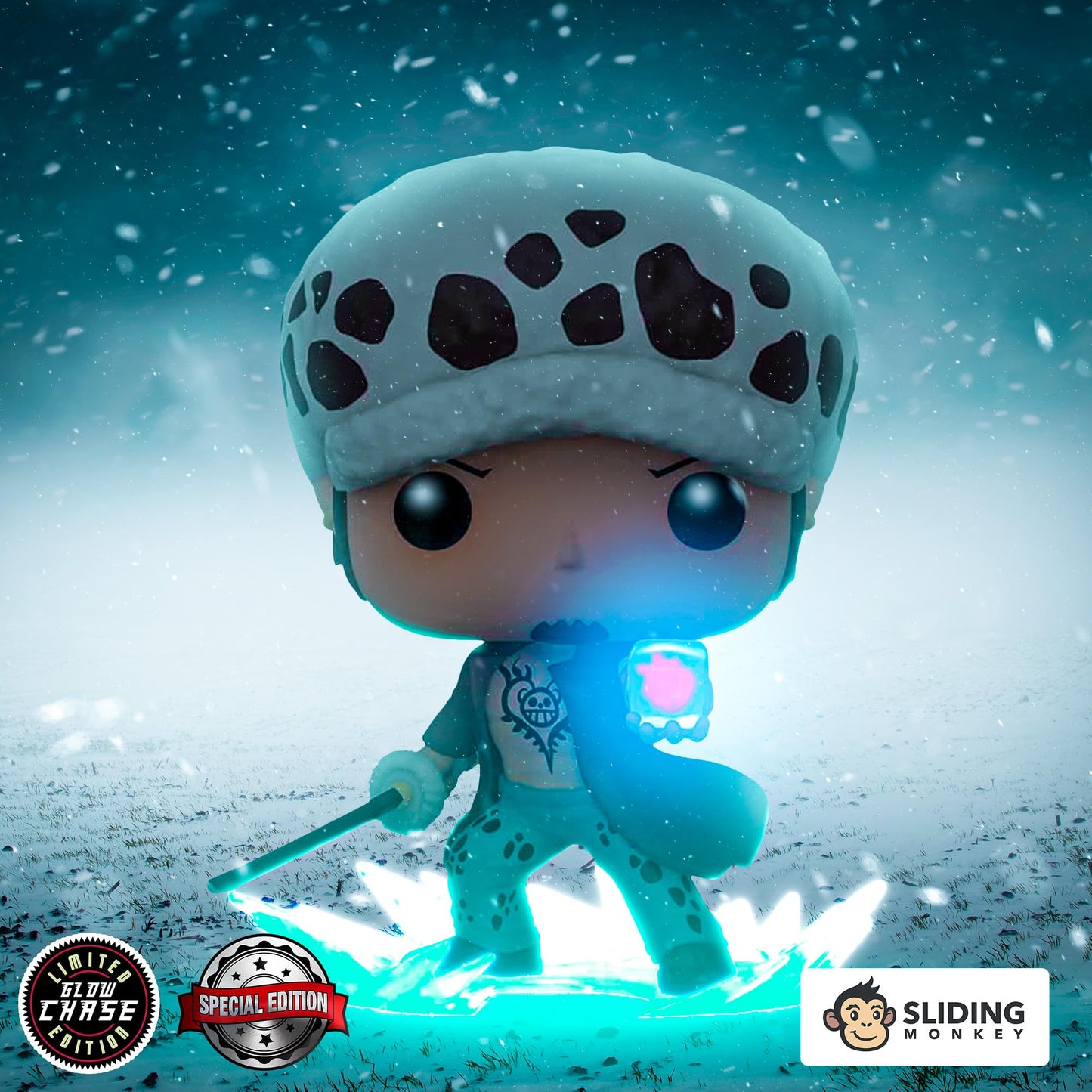 Funko Pop One Piece Trafalgar D. Water Law w/ Heart Chase Figure (AAA Anime Exclusive)