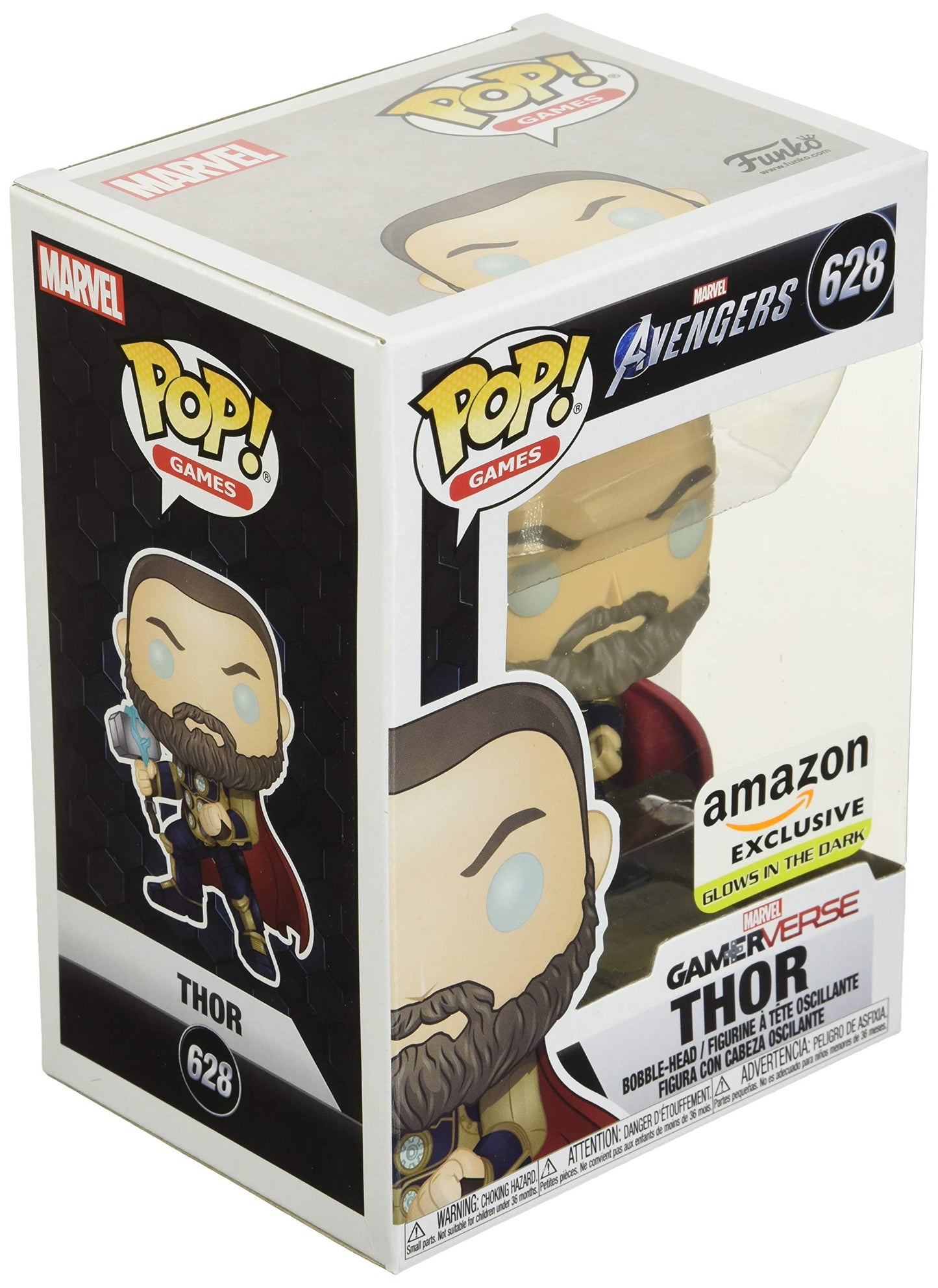 Funko Pop! Marvel: Avengers Game - Thor (Glow in The Dark), Amazon Exclusive,Multicolor