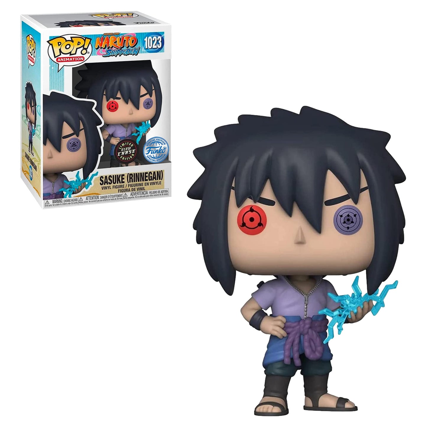 Funko Pop Naruto Shippuden Sasuke Uchiha Rinnegan w/ Chidori Chase Figure (AAA Anime Exlcusive)