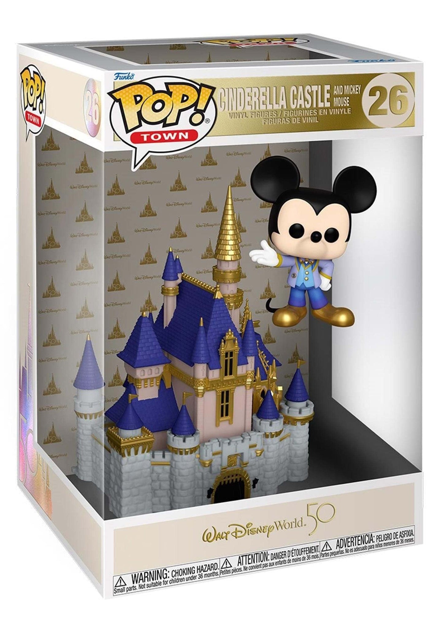 Funko Pop! Town: Walt Disney World 50th - Cinderella Castle with Mickey Mouse, Multicolor, 58965