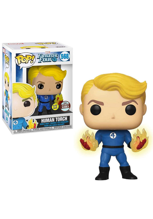 Pop Marvel 3.75 Inch Action Figure Fantastic Four - Human Torch Glow in Dark #568 Exclusive