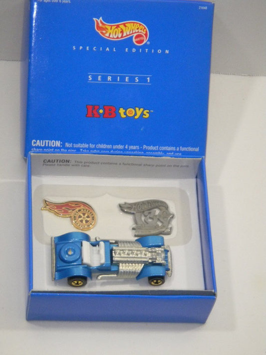 Hot Wheels Special Edition Series 1 K&B Toys #21648 - 0980 Custom Car with 2 Hot Wheels Pins Blue Very Rare