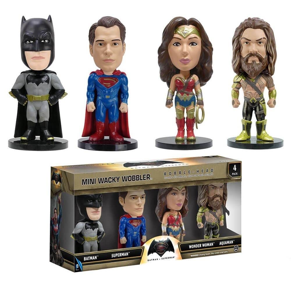 Funko Wacky Wobbler Batman Vs Superman, Mini Action Figure, 4-Pack