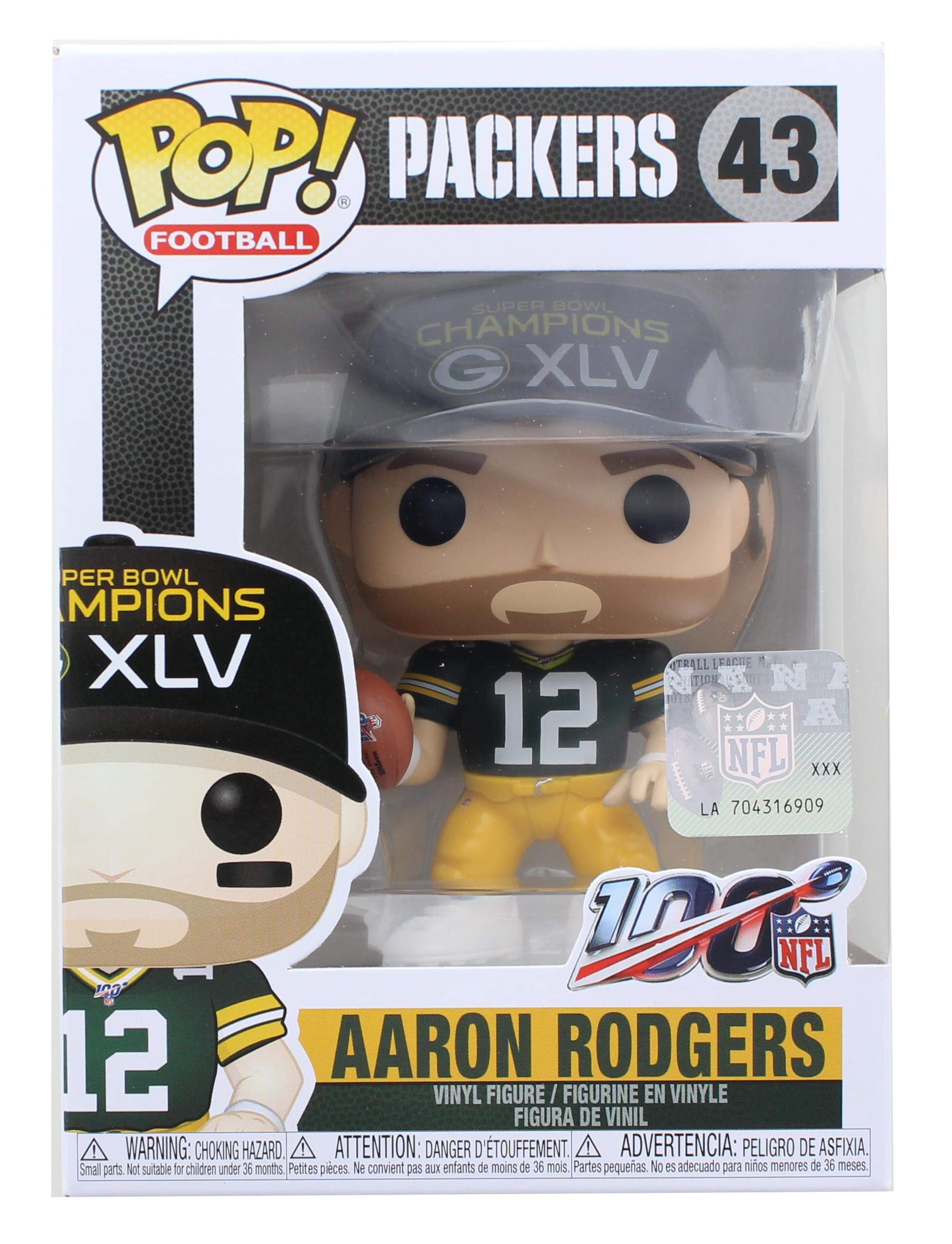 Pop NFL Packers Aaron Rodgers Super Bowl Champions XLV Vinyl Figure