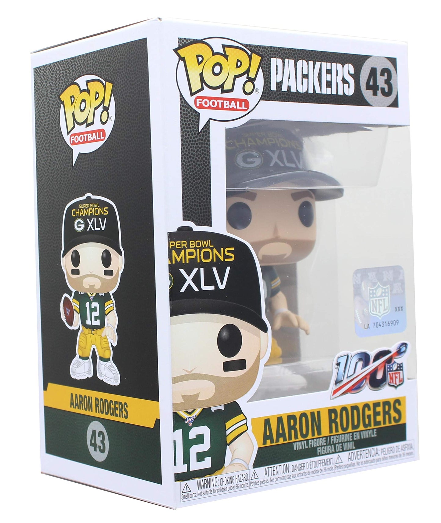Pop NFL Packers Aaron Rodgers Super Bowl Champions XLV Vinyl Figure