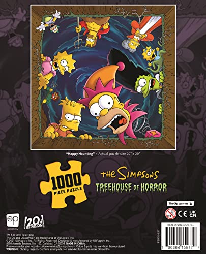 The Simpsons Treehouse of Horror Happy Haunting 1000 Piece Jigsaw Puzzle | Unique Square Puzzle Featuring Homer, Bart, Lisa, Marge, Maggie & More | Officially Licensed Collectible Simpsons Puzzle