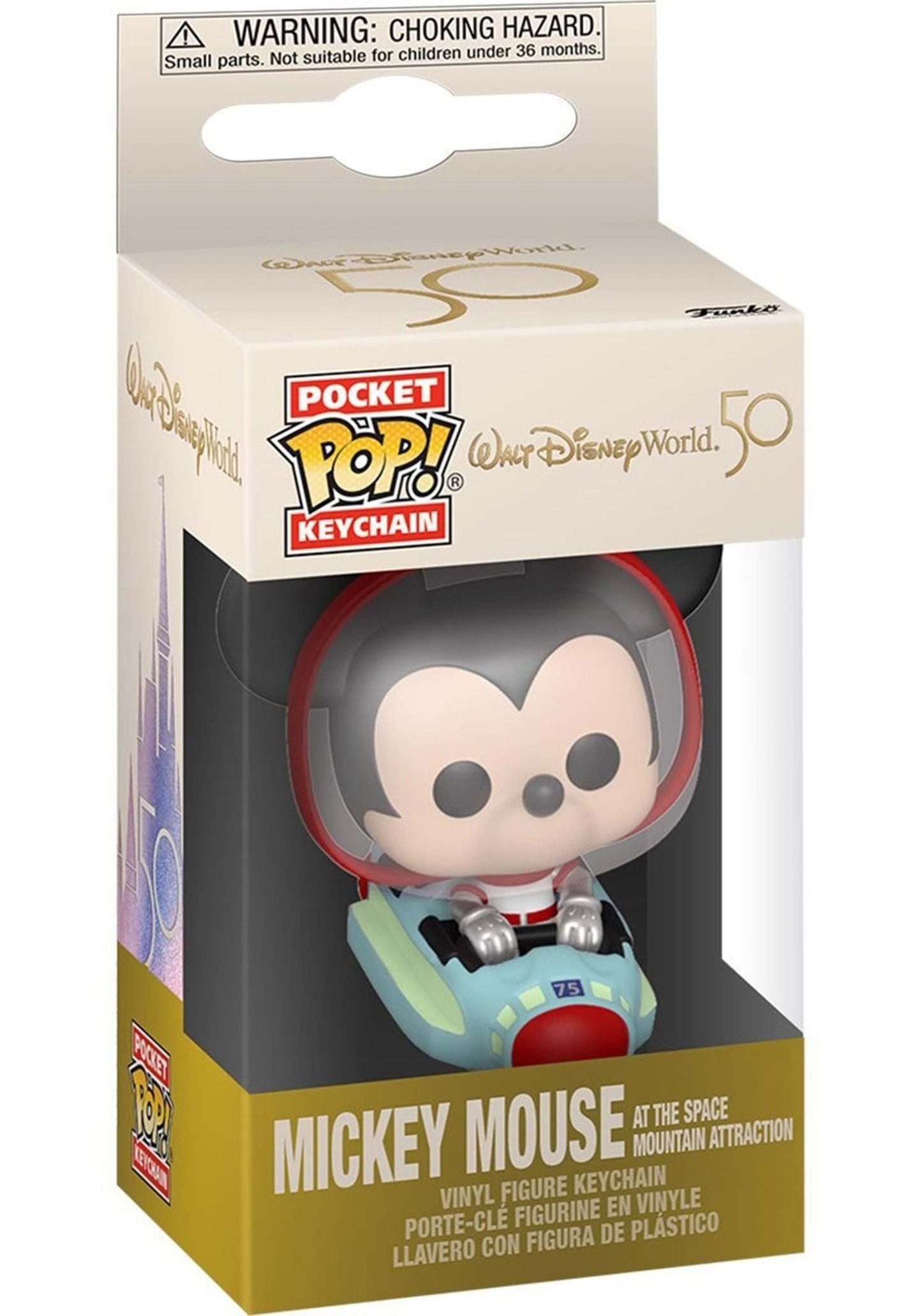 Funko Pop! Keychain: Walt Disney World 50th - Mickey at The Space Mountain Attraction, Multicolor, 60392