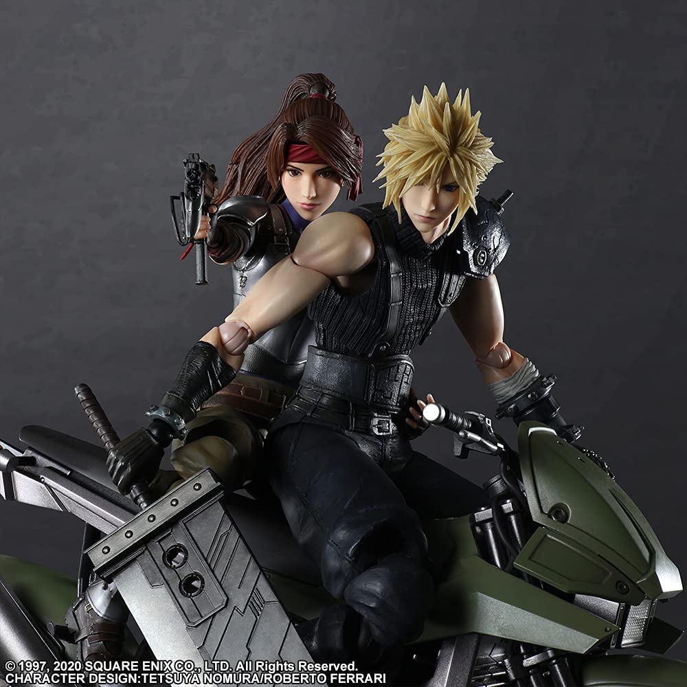 Final Fantasy VII Remake: Cloud Strife, Jessie and Motorcycle Play Arts Kai Action Figure Set