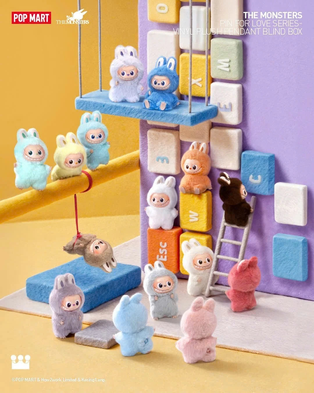 Labubu Pin for Love Blind Box Plush Pendant Keychain Pop Mart (Series V4)