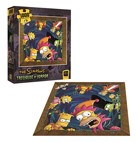 The Simpsons Treehouse of Horror Happy Haunting 1000 Piece Jigsaw Puzzle | Unique Square Puzzle Featuring Homer, Bart, Lisa, Marge, Maggie & More | Officially Licensed Collectible Simpsons Puzzle