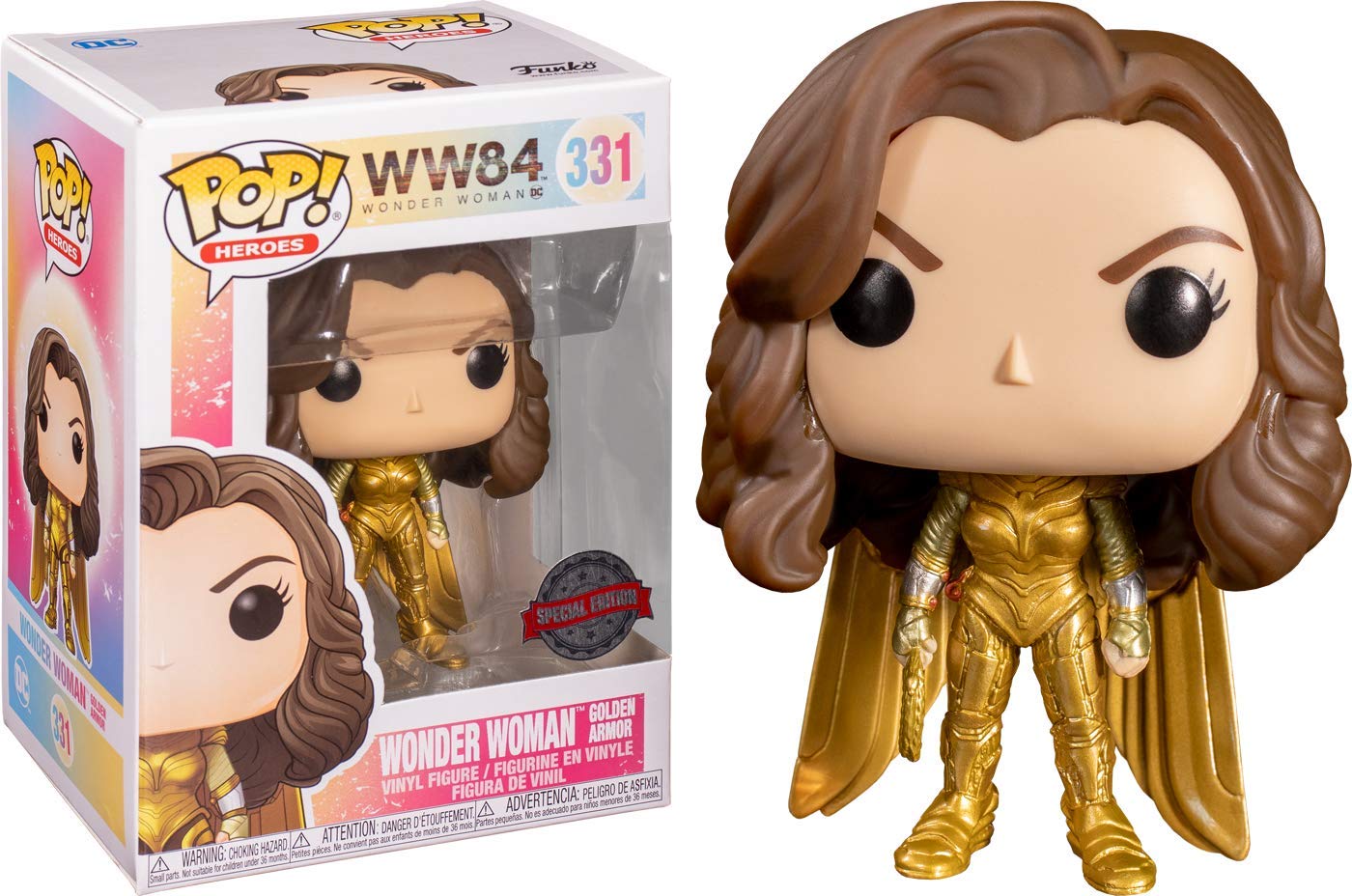 Funko Pop! Heroes Wonder Woman WW84: Wonder Woman w/ Wings (No Helmet) (Metallic) Pop Figure (Special Edition)