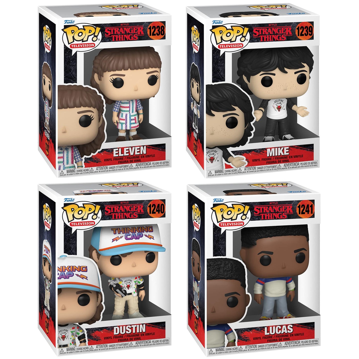 Funko Pop! TV: Stranger Things Season 4 Collectors Set - 4 Figure Set: Eleven, Mike, Dustin, and Lucas