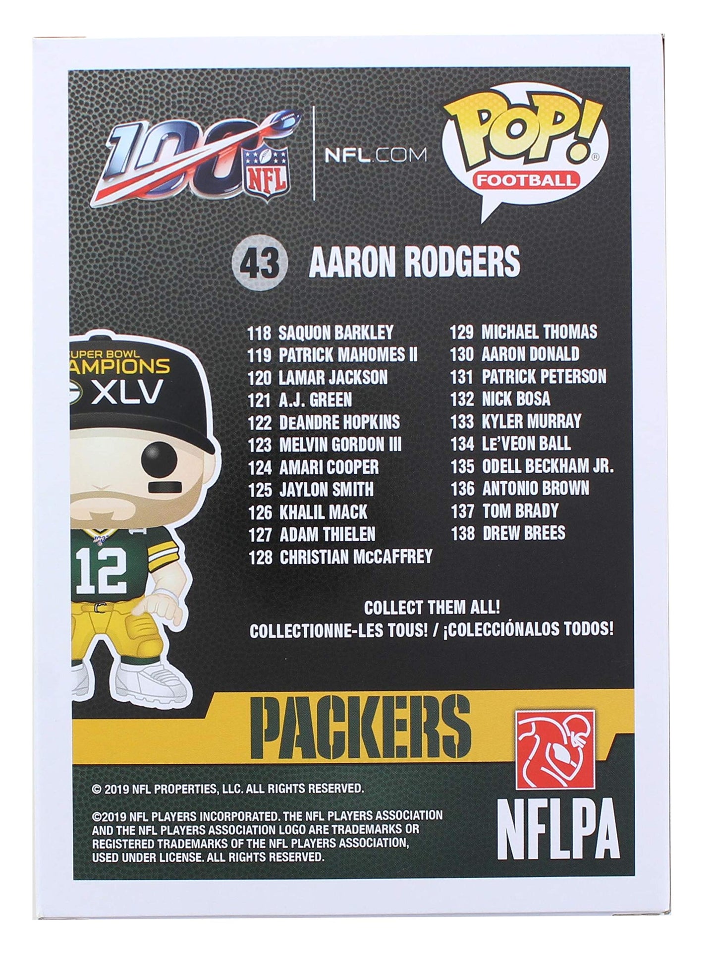Pop NFL Packers Aaron Rodgers Super Bowl Champions XLV Vinyl Figure