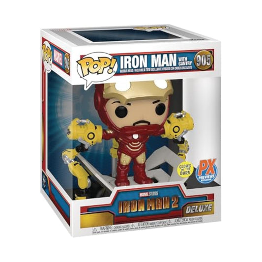 Funko Pop! Iron Man 2: Iron Man MKIV with Gantry Glow-in-The-Dark Deluxe Vinyl Figure, Multicolor