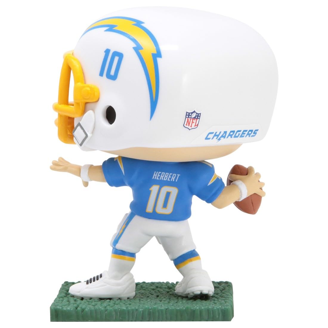 POP Football: Chargers - Justin Herbert (Home Uniform) Funko Vinyl Figure (Bundled with Compatible Box Protector Case), Multicolor, 3.75 inches