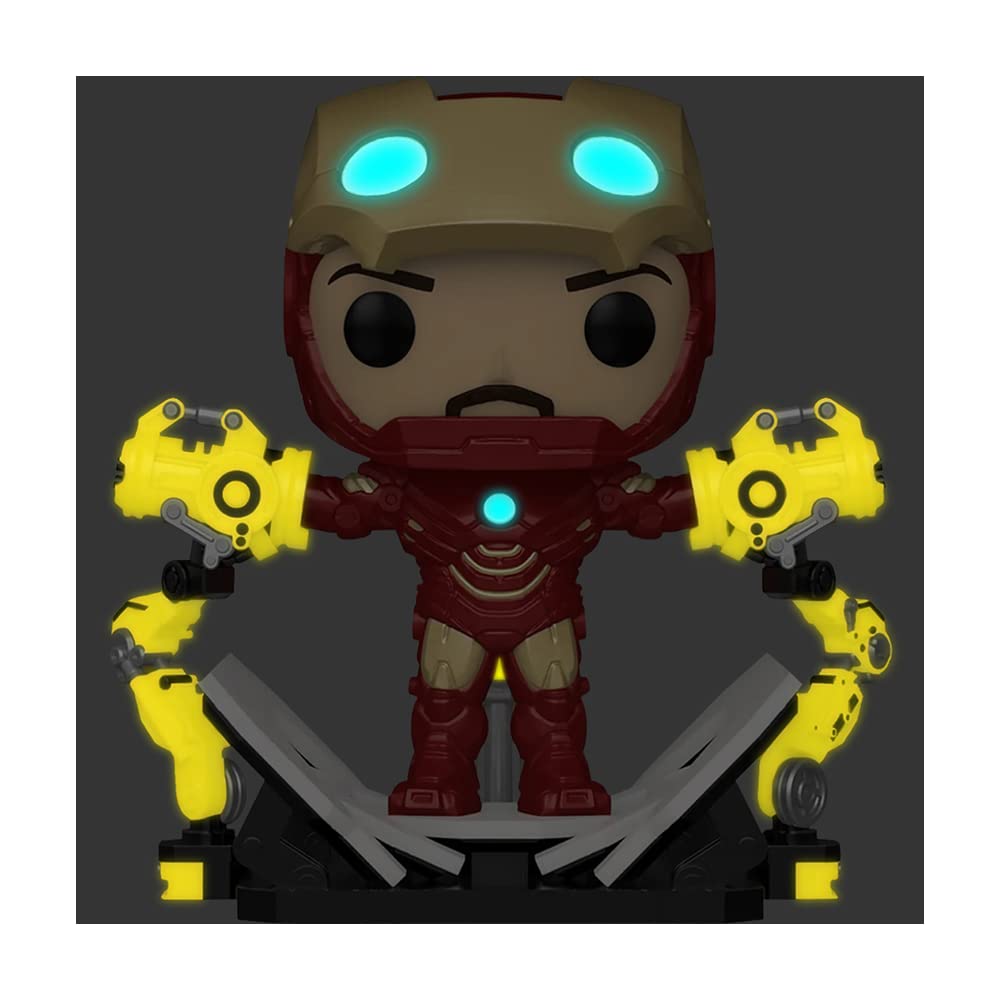Funko Pop! Iron Man 2: Iron Man MKIV with Gantry Glow-in-The-Dark Deluxe Vinyl Figure, Multicolor