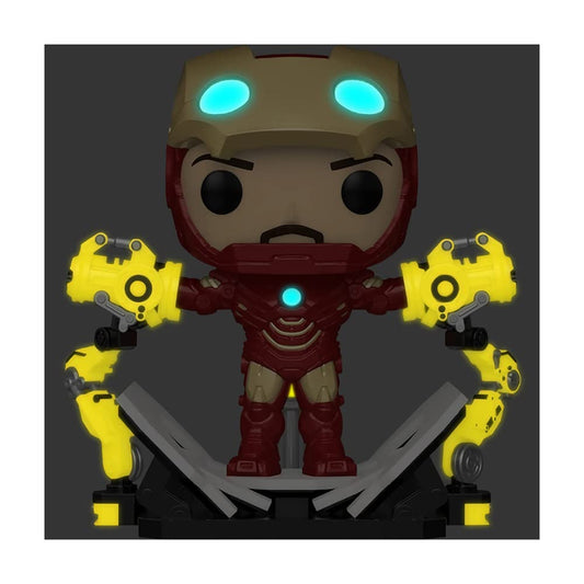Funko Pop! Iron Man 2: Iron Man MKIV with Gantry Glow-in-The-Dark Deluxe Vinyl Figure, Multicolor