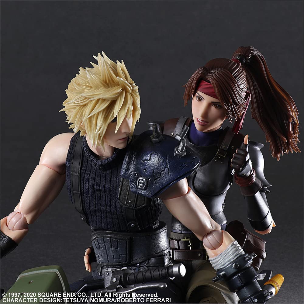 Final Fantasy VII Remake: Cloud Strife, Jessie and Motorcycle Play Arts Kai Action Figure Set