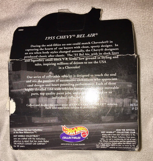 Hot Wheels-Collectibles Limited Edition Cool Collectibles 1955 Chevy Bel Air (W Flame Graphics) Mounted in Collector 's Display Case Purple