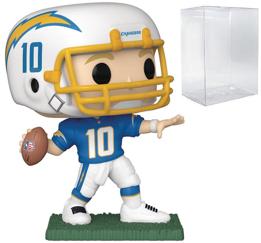 POP Football: Chargers - Justin Herbert (Home Uniform) Funko Vinyl Figure (Bundled with Compatible Box Protector Case), Multicolor, 3.75 inches