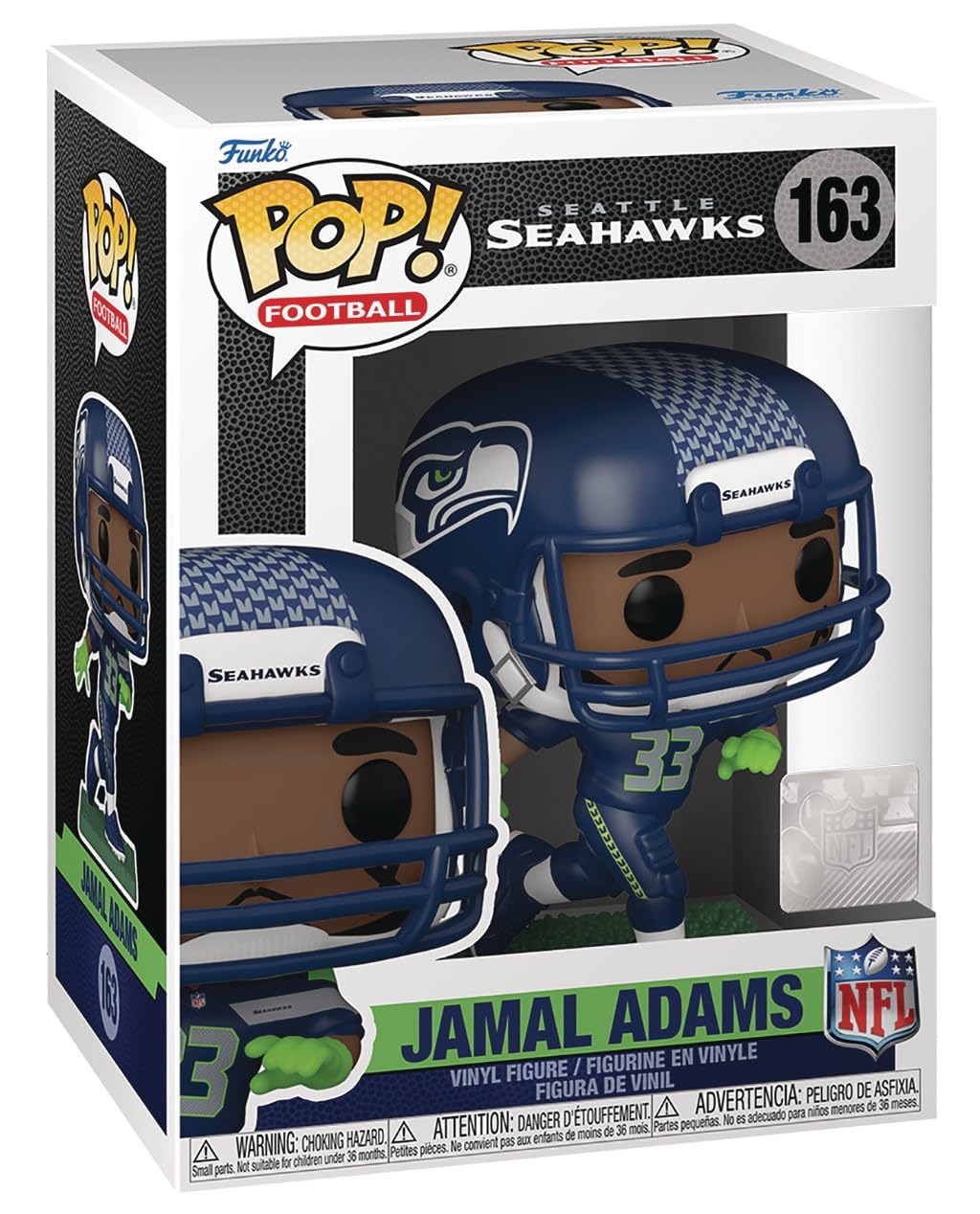 POP Football: Seahawks - Jamal Adams Funko Vinyl Figure (Bundled with Compatible Box Protector Case), Multicolor, 3.75 inches