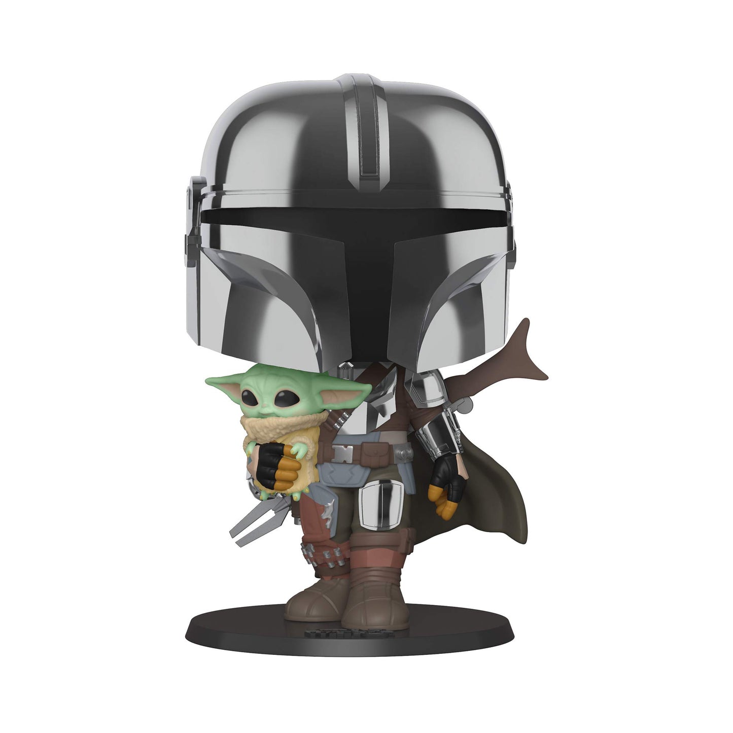 Funko Pop! Star Wars: The Mandalorian - 10 Inch Chrome Mandalorian with The Child, Multicolor