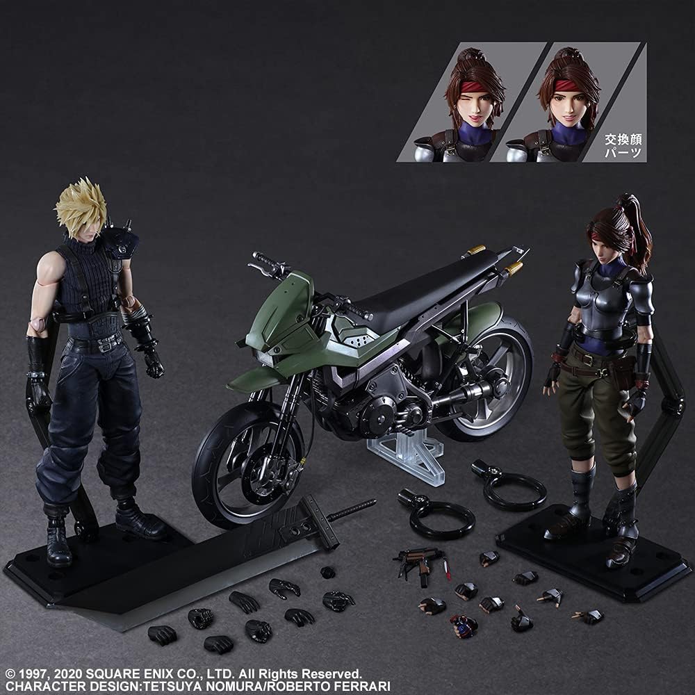 Final Fantasy VII Remake: Cloud Strife, Jessie and Motorcycle Play Arts Kai Action Figure Set