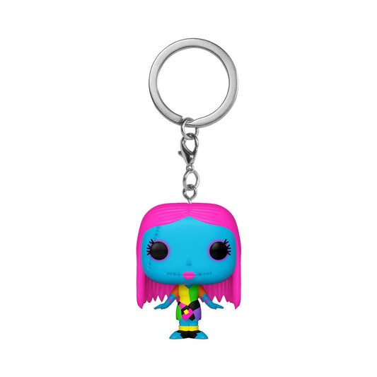 Funko Pop| Keychain: The Nightmare Before Christmas - Sally (Blacklight), Multicolor, 63968