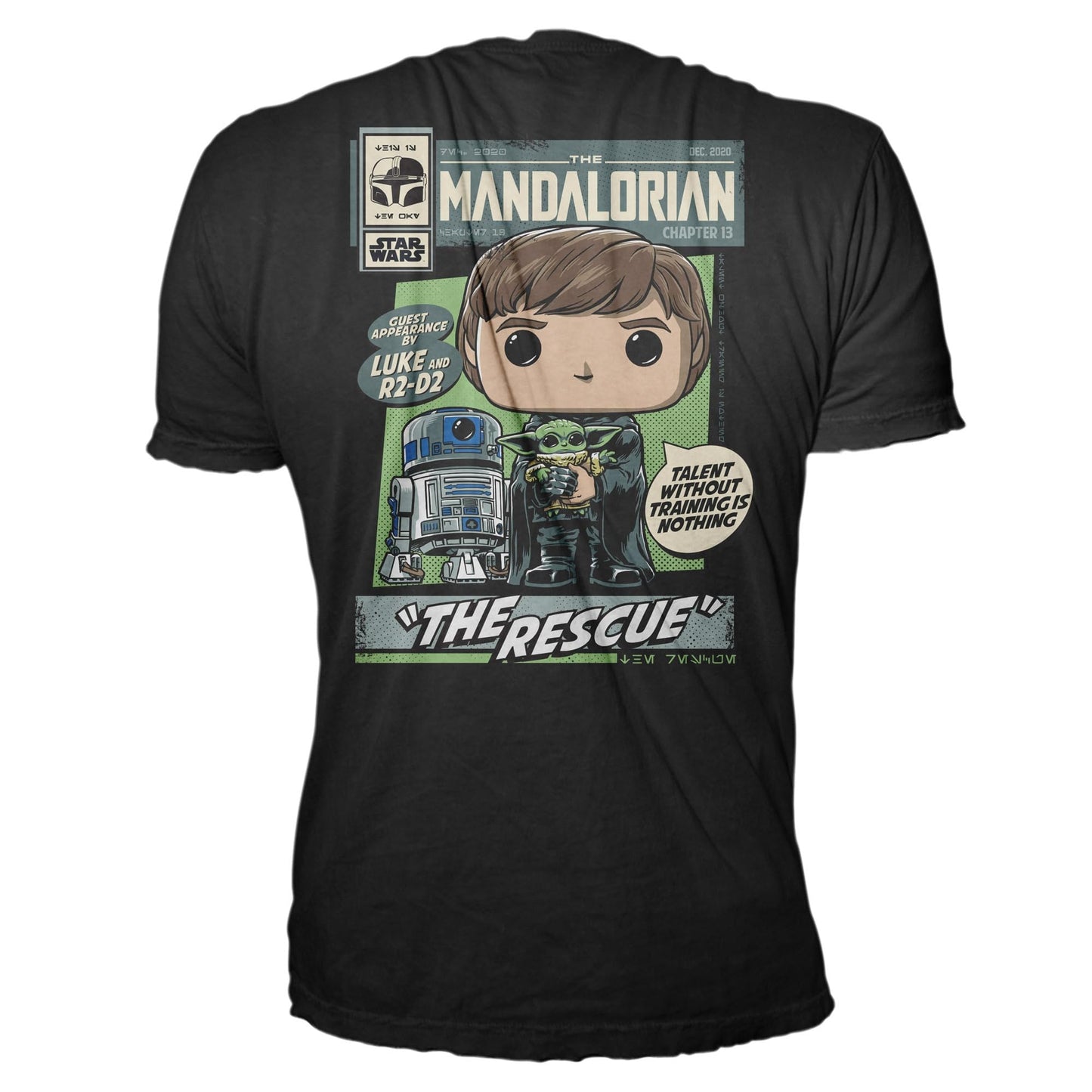 Funko POP! & Tee: Mandalorian - Luke Skywalker with Grogu (The Child, Baby Yoda)