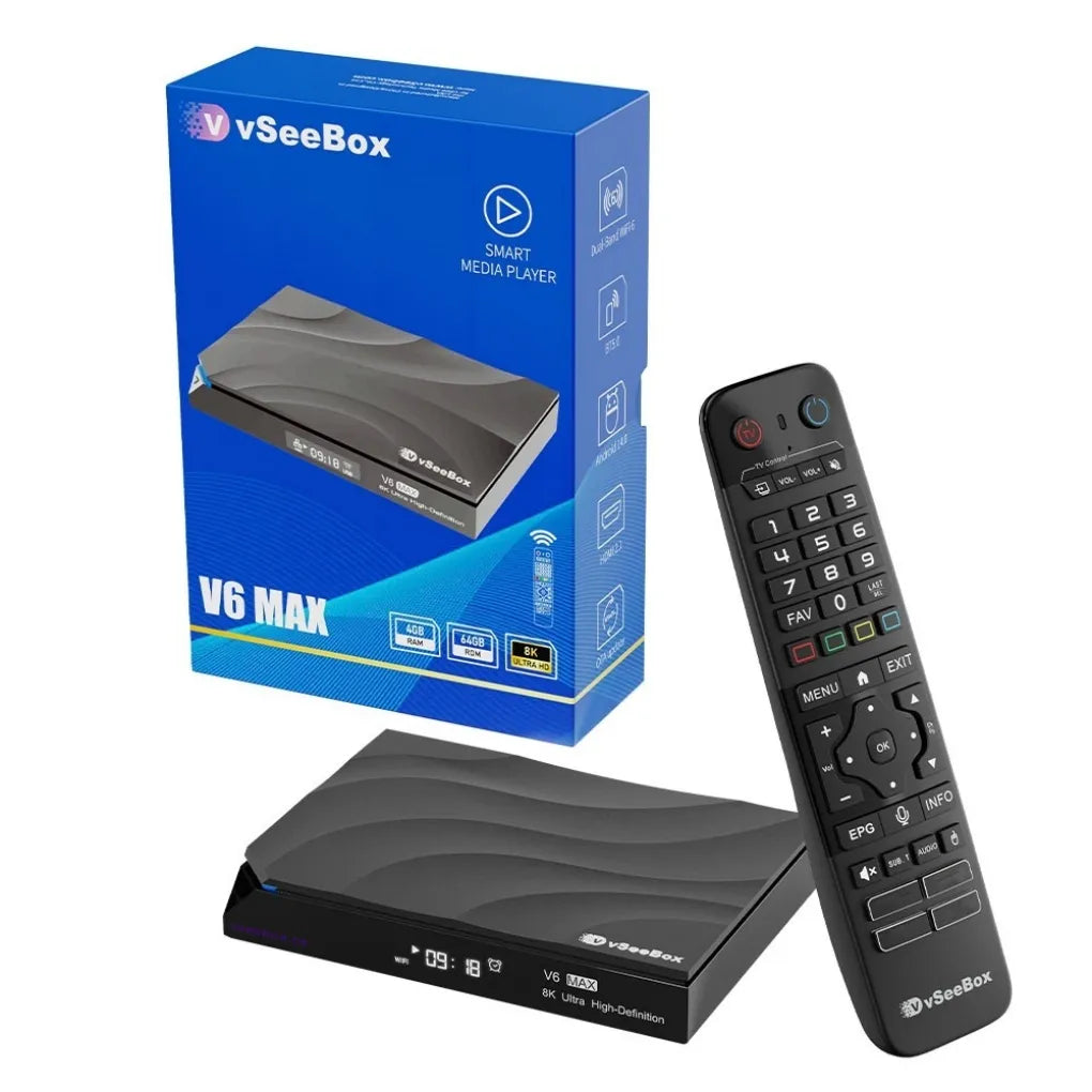 vSeeBox V6 MAX 8K HDR Android 14 Smart Media Player – 4GB RAM / 64GB Storage